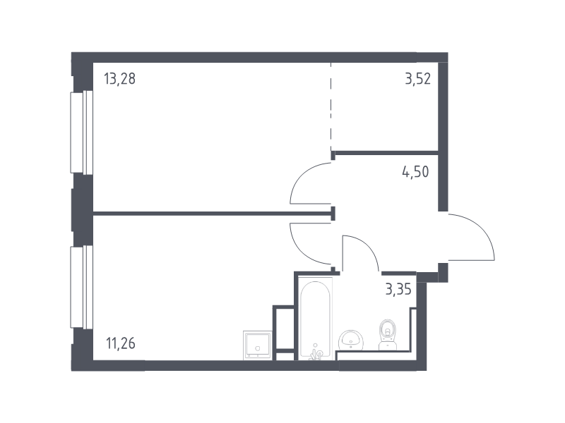 1-комнатная квартира, 35.91 м² в ЖК "Новые Лаврики" - планировка, фото №1