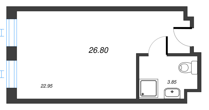 Квартира-студия, 26.96 м² в ЖК "We'll" - планировка, фото №1