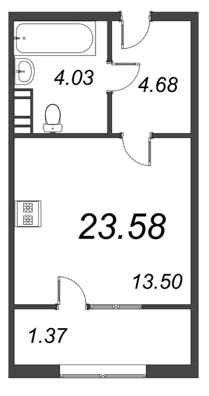 Квартира-студия, 25.2 м² в ЖК "Pixel" - планировка, фото №1
