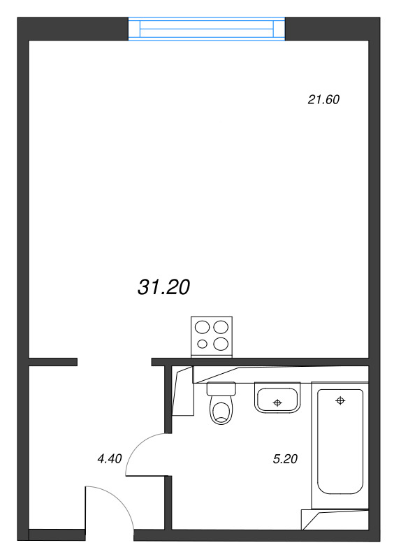 Квартира-студия, 31.2 м² в ЖК "Руднева 15" - планировка, фото №1