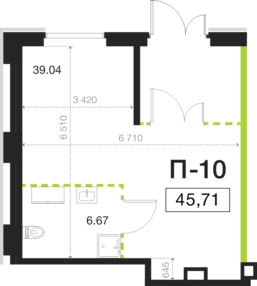 Помещение, 45.71 м² в ЖК "Legenda Васильевского" - планировка, фото №1