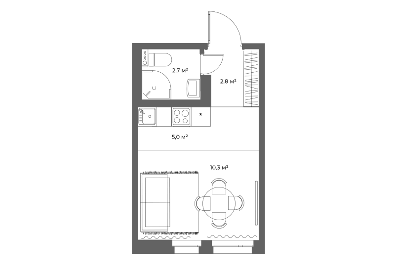 Квартира-студия, 20.8 м² в ЖК "ЭКО Квартал NEGA" - планировка, фото №1