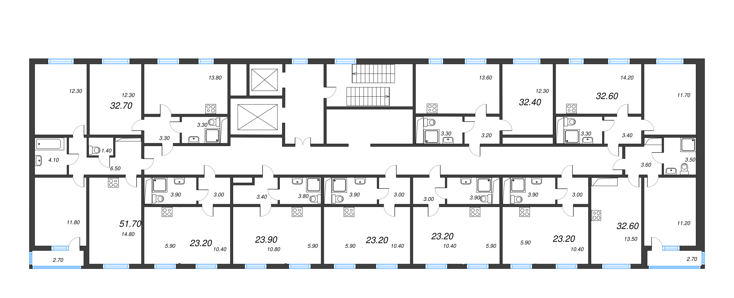 Квартира-студия, 23 м² - планировка этажа