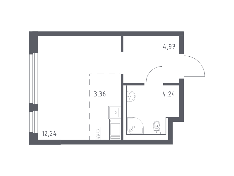 Квартира-студия, 24.81 м² - планировка, фото №1