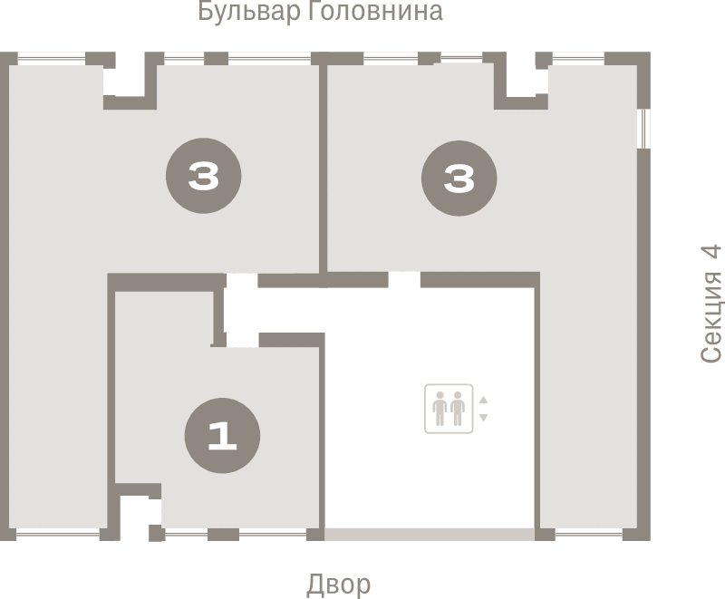 4-комнатная (Евро) квартира, 93.5 м² в ЖК "Северный ветер" - планировка этажа
