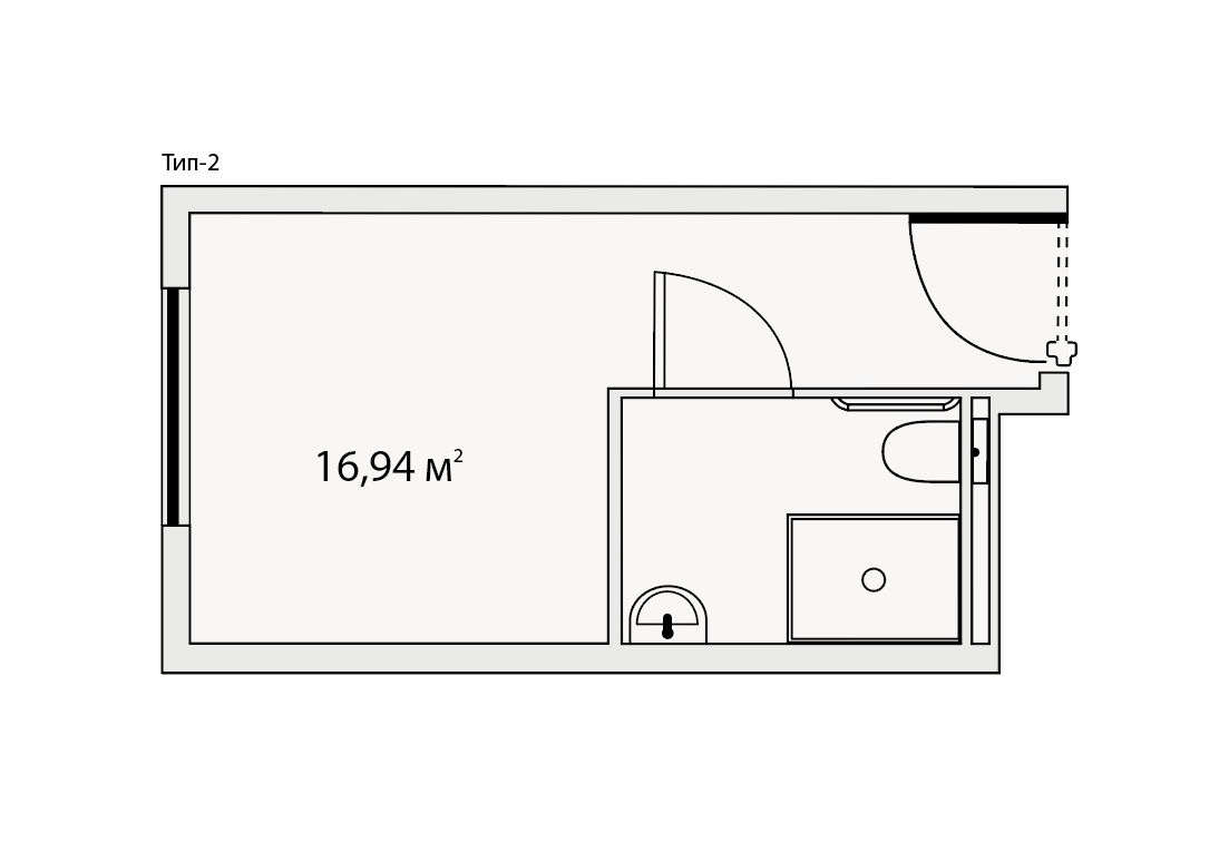 Квартира-студия, 16.9 м² в ЖК "Vertical Московская" - планировка, фото №1