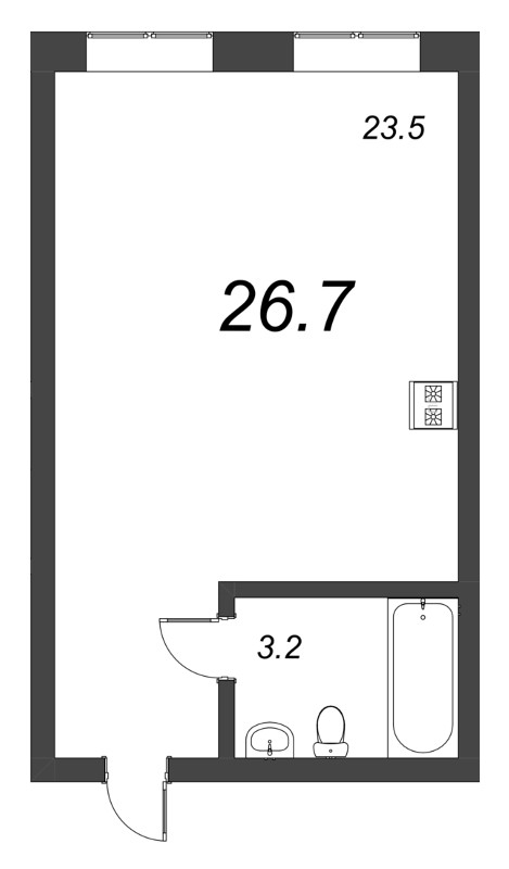 Квартира-студия, 26.7 м² - планировка, фото №1