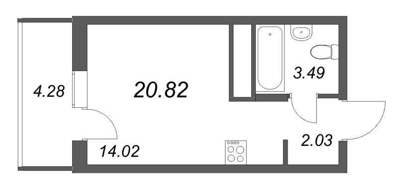 Квартира-студия, 20.82 м² в ЖК "Аэросити Лайф" - планировка, фото №1