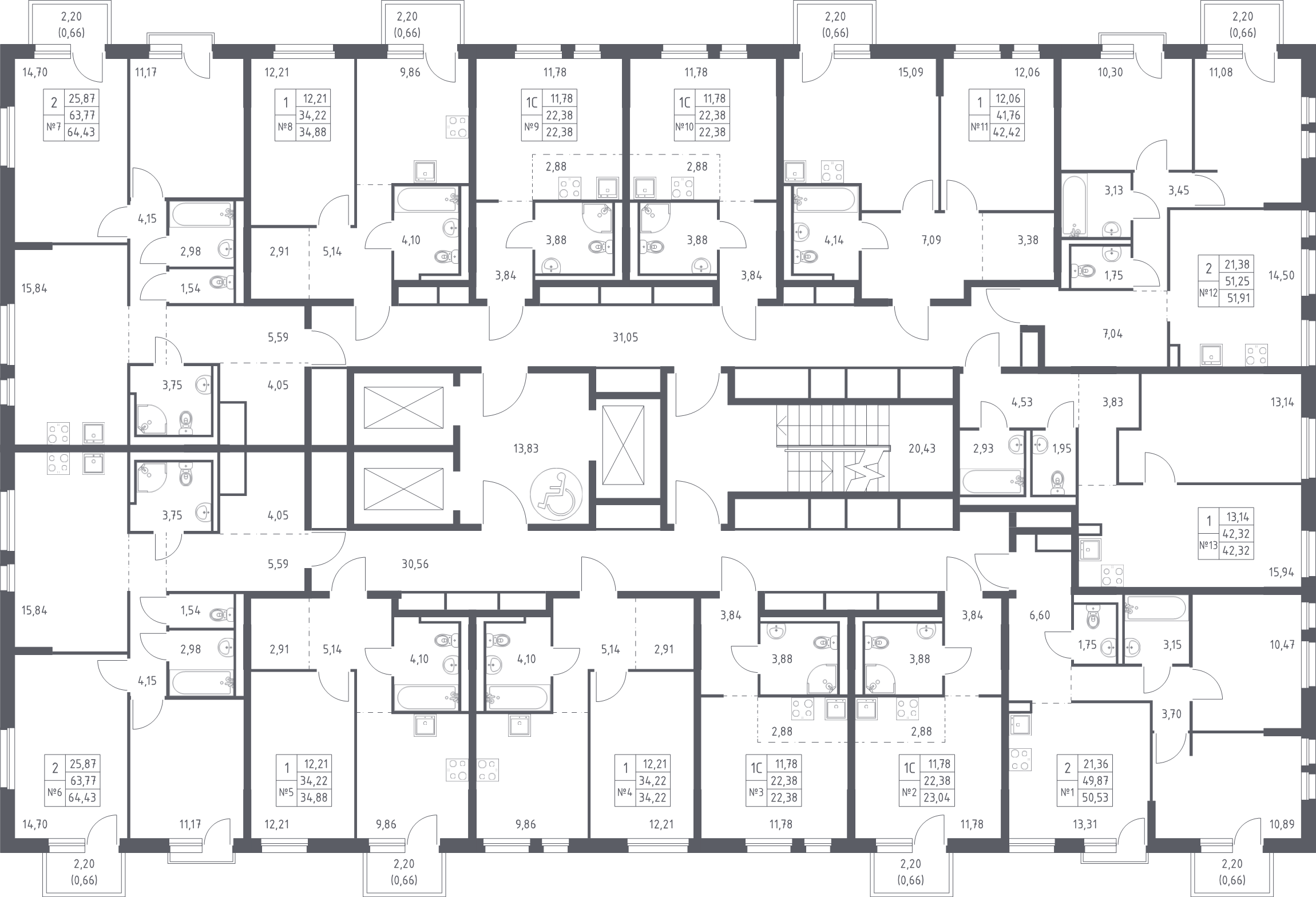 Квартира-студия, 22.38 м² в ЖК "Невская Долина" - планировка этажа