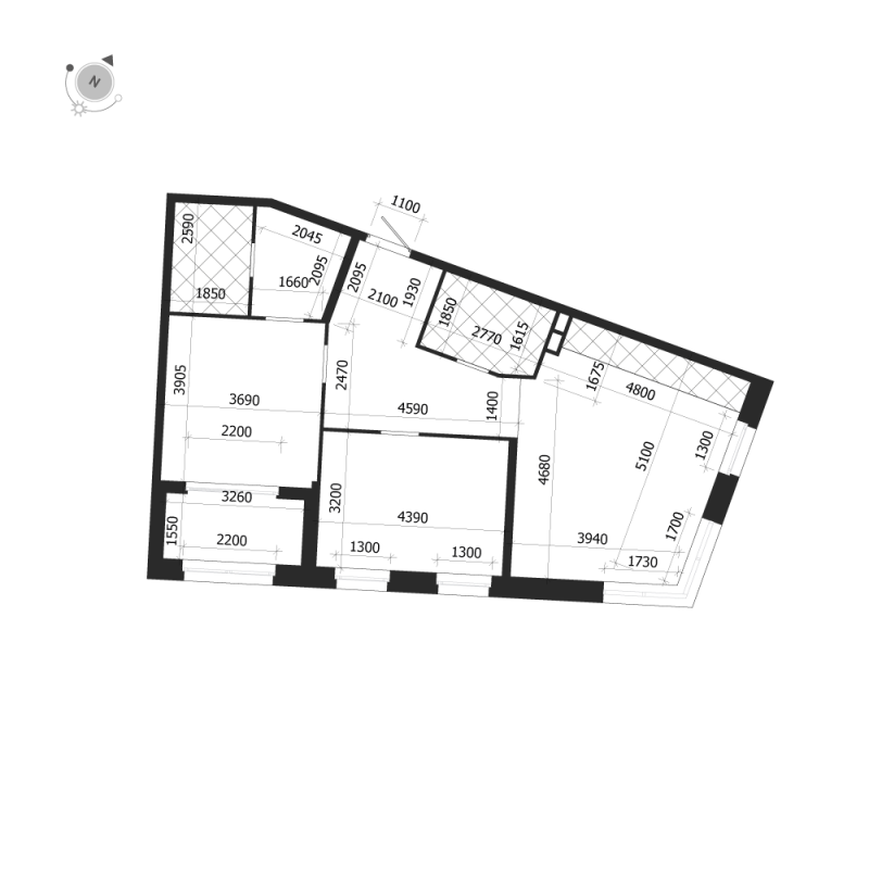3-комнатная (Евро) квартира, 84.5 м² в ЖК "ЛДМ" - планировка, фото №1