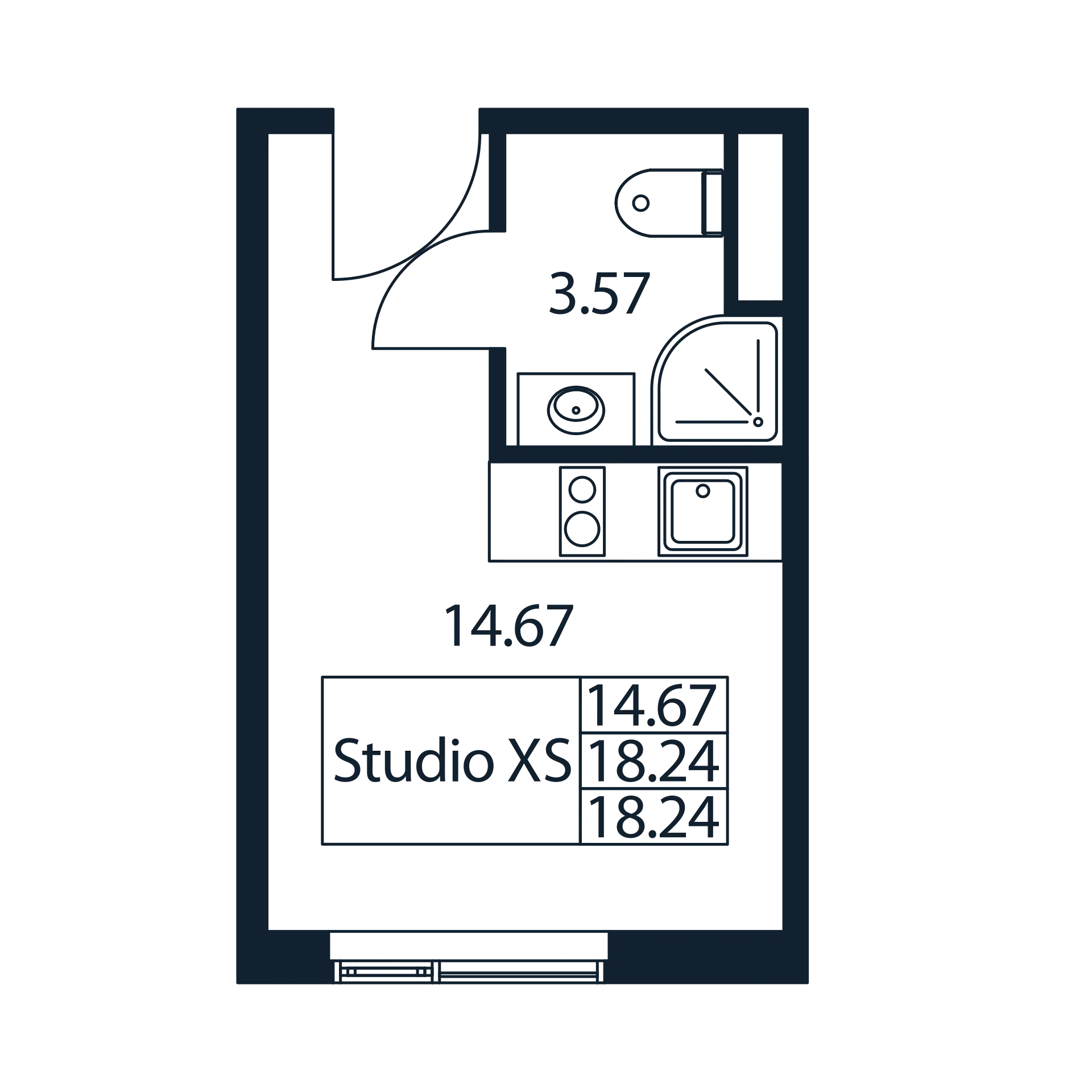 Квартира-студия, 18.26 м² в ЖК "Арт Плаза" - планировка, фото №1