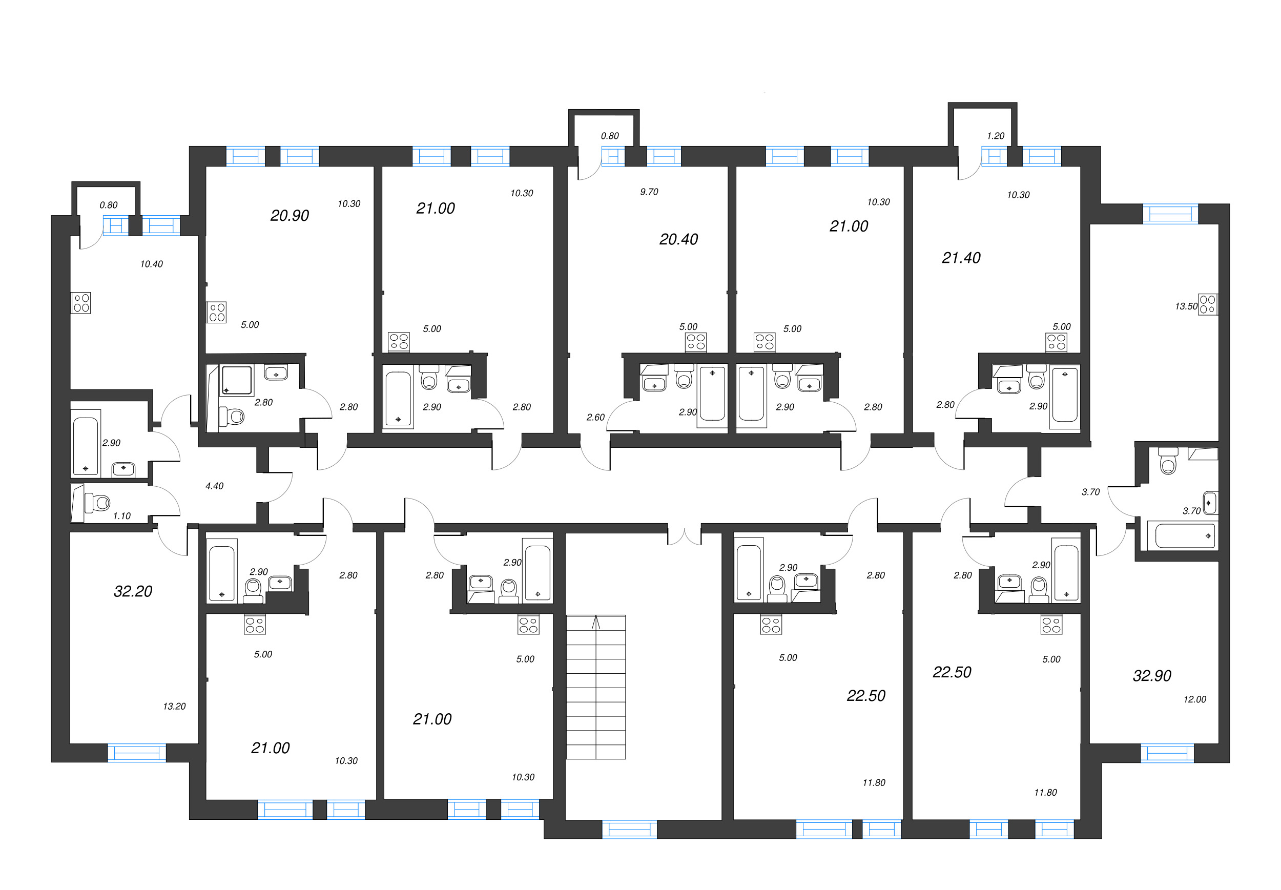Квартира-студия, 20.4 м² в ЖК "ЭКО Квартал NEGA" - планировка этажа
