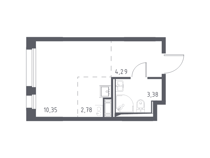 Квартира-студия, 20.8 м² в ЖК "Новые Лаврики" - планировка, фото №1