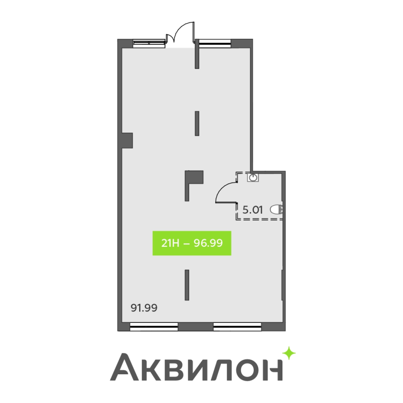 Помещение, 97 м² в ЖК "Аквилон All in 3.0" - планировка, фото №1