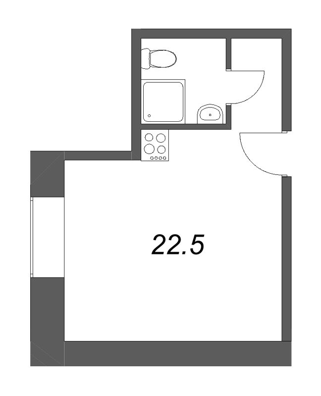 Квартира-студия, 22.5 м² в ЖК "Димитрова, 4" - планировка, фото №1