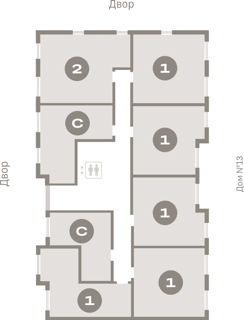 Квартира-студия, 34.6 м² в ЖК "Брусника в Новоселье" - планировка этажа
