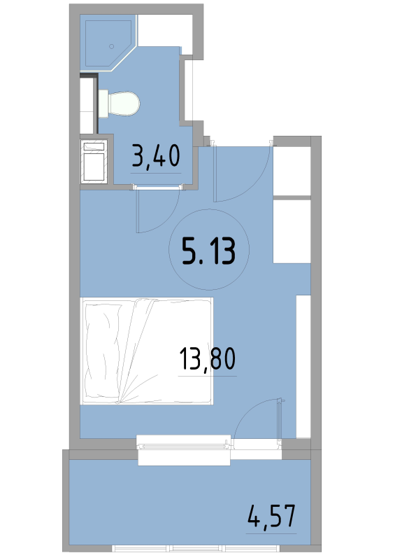 Квартира-студия, 21.9 м² в ЖК "Cosmos Smart Yuzhny" - планировка, фото №1