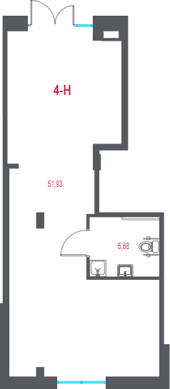 Помещение, 57.61 м² в ЖК "Город-спутник Южный" - планировка, фото №1