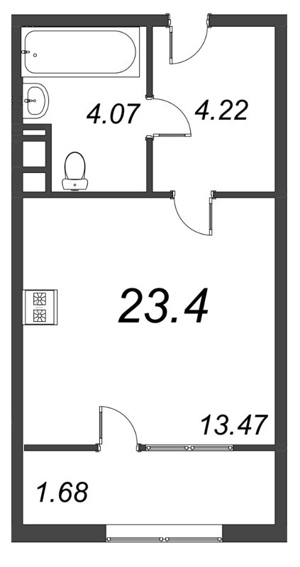 Квартира-студия, 25.47 м² в ЖК "Pixel" - планировка, фото №1