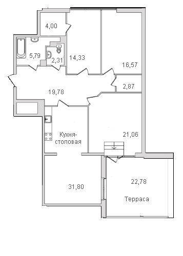4-комнатная (Евро) квартира, 116.3 м² в ЖК "Граф Орлов" - планировка, фото №1