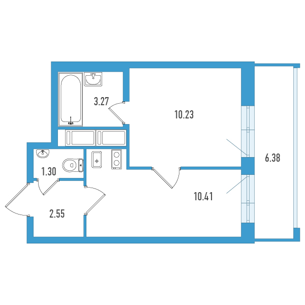 1-комнатная квартира, 29.67 м² в ЖК "Искра-Сити" - планировка, фото №1