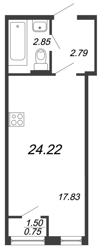 Квартира-студия, 24.7 м² в ЖК "FoRest Аквилон" - планировка, фото №1