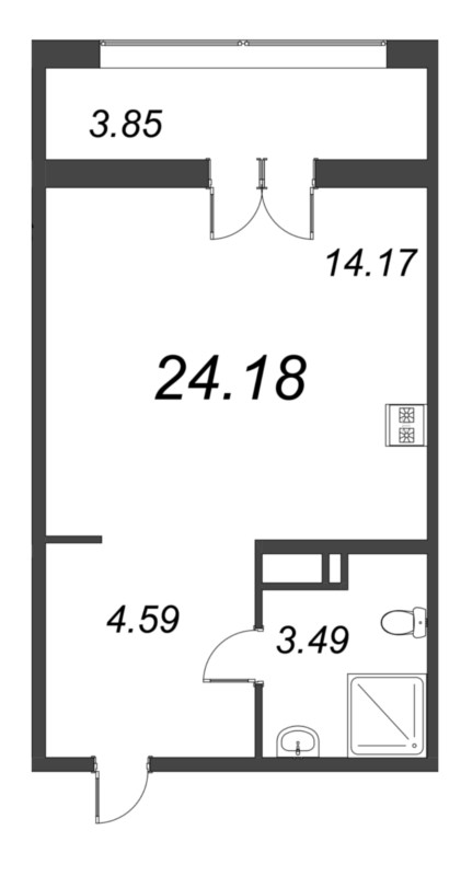 Квартира-студия, 24.18 м² в ЖК "Рождественский квартал" - планировка, фото №1