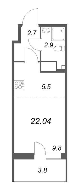 Квартира-студия, 22.04 м² в ЖК "Аквилон Янино" - планировка, фото №1