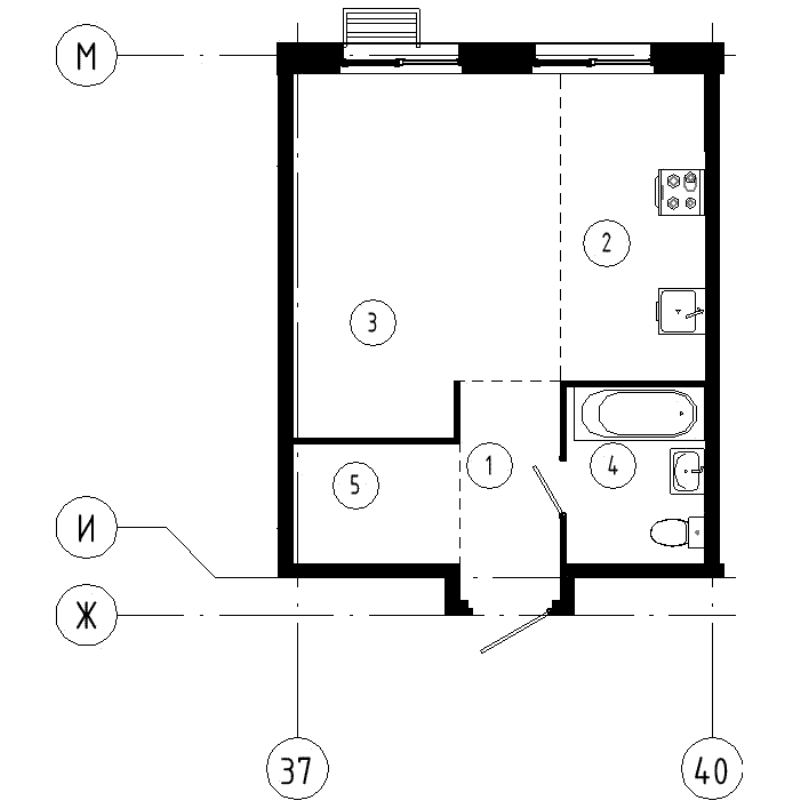 Квартира-студия, 34.2 м² в ЖК "Ягодное Река Парк" - планировка, фото №1