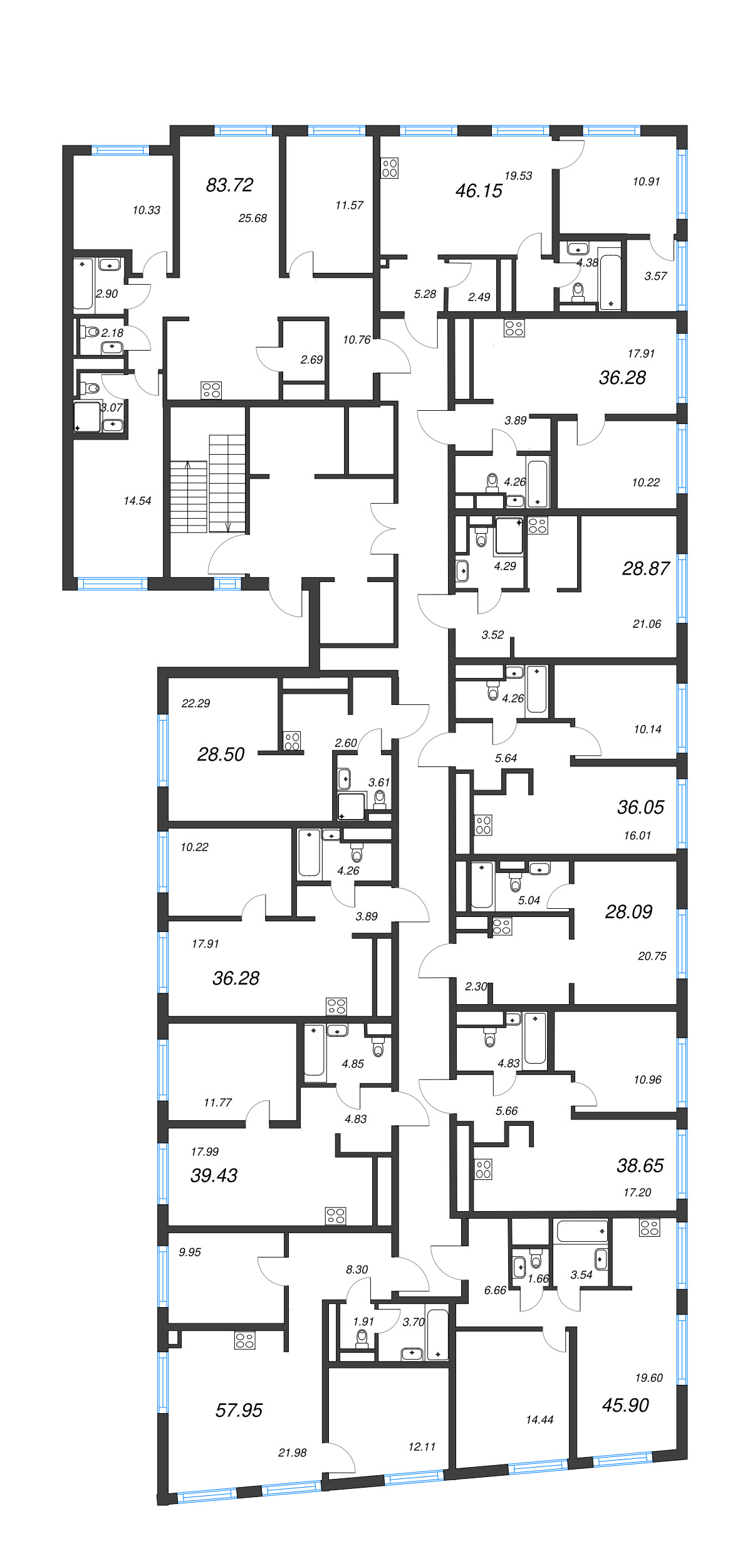 Квартира-студия, 28.09 м² в ЖК "Legenda Васильевского" - планировка этажа