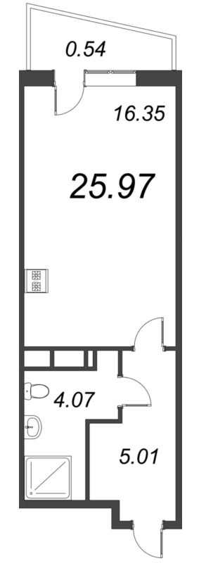 Квартира-студия, 25.97 м² в ЖК "ВЕРЕН НОРТ сертолово" - планировка, фото №1
