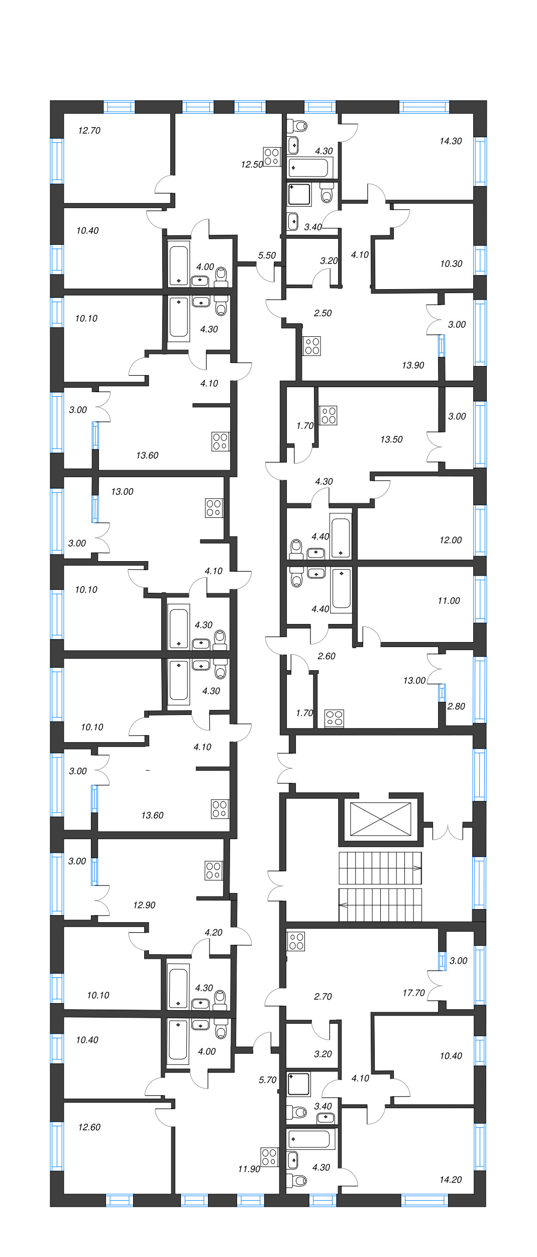 2-комнатная квартира, 45.2 м² в ЖК "NewПитер 2.0" - планировка этажа