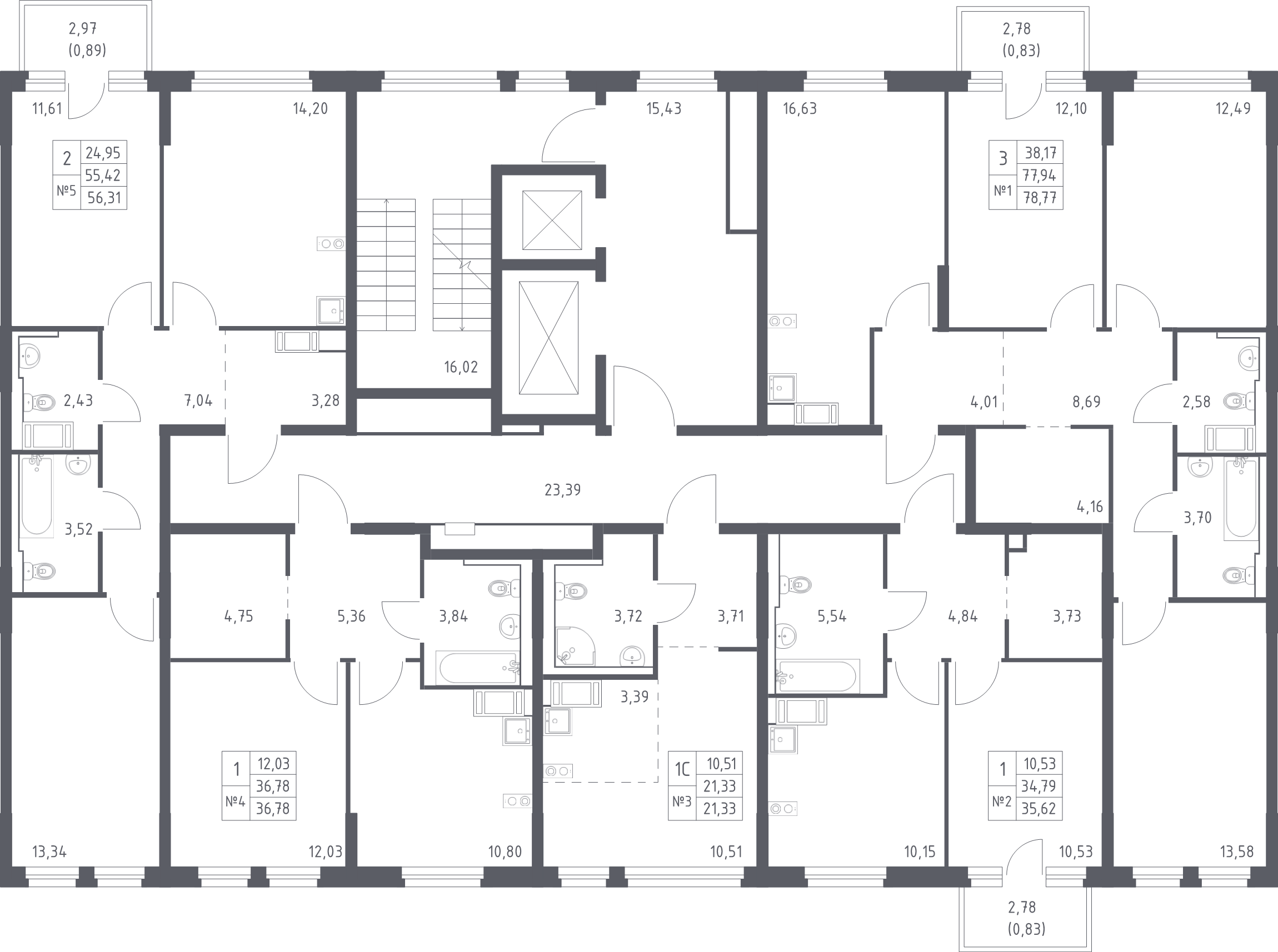 Квартира-студия, 21.33 м² в ЖК "Новое Колпино" - планировка этажа