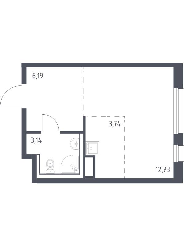 Квартира-студия, 25.8 м² в ЖК "Новые Лаврики" - планировка, фото №1