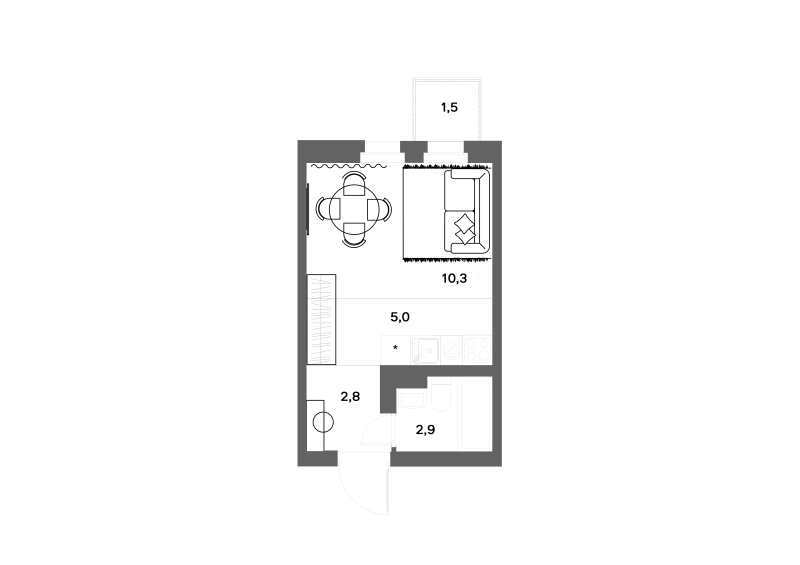 Квартира-студия, 21.5 м² в ЖК "ЭКО Квартал NEGA" - планировка, фото №1
