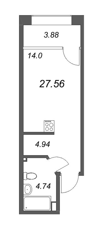 Квартира-студия, 28.51 м² в ЖК "17/33 Петровский остров" - планировка, фото №1