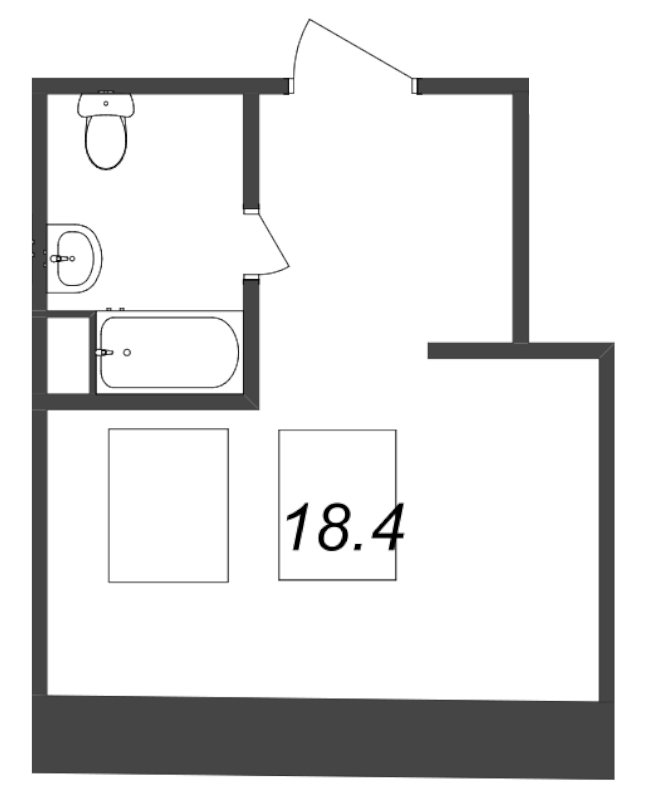 Квартира-студия, 40.4 м² в ЖК "Тележная 21-29" - планировка, фото №1