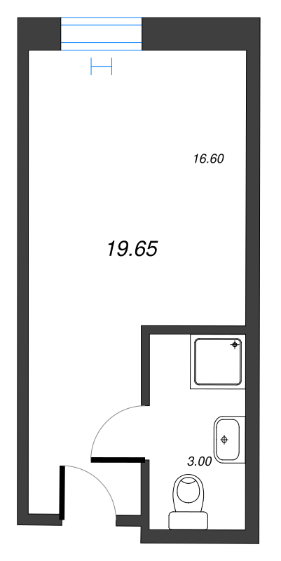 Квартира-студия, 20.07 м² - планировка, фото №1