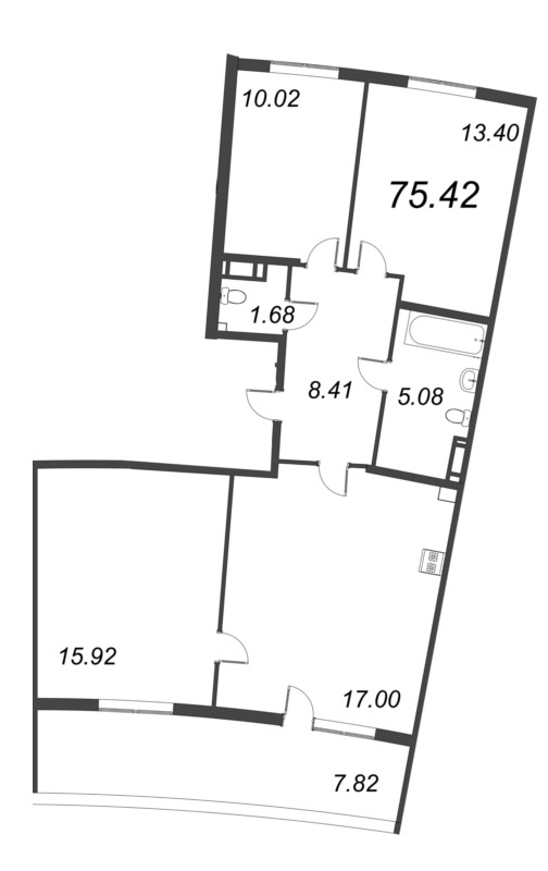 4-комнатная (Евро) квартира, 81.1 м² в ЖК "Морская набережная. SeaView" - планировка, фото №1