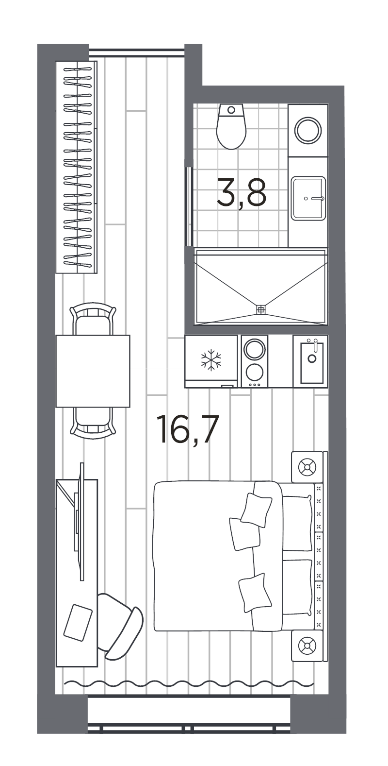 Квартира-студия, 20.5 м² в ЖК "Industrial Avenir" - планировка, фото №1