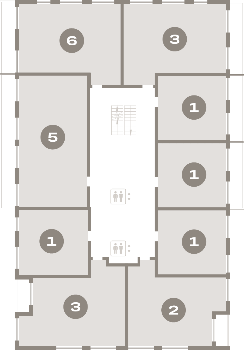 2-комнатная (Евро) квартира, 50.6 м² в ЖК "Северный ветер" - планировка этажа