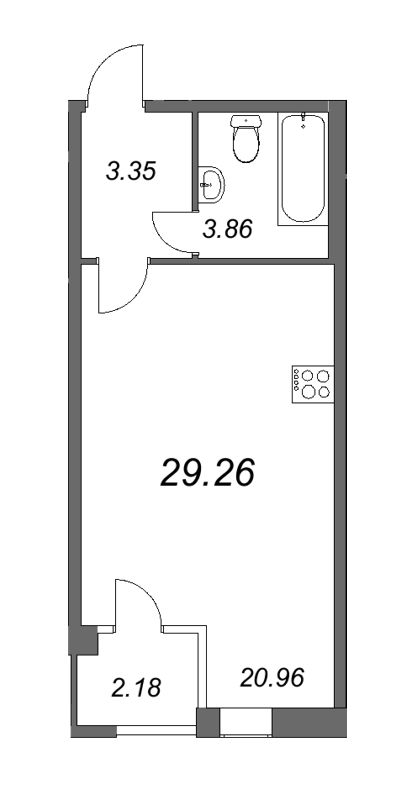 Квартира-студия, 29 м² в ЖК "FoRest Аквилон" - планировка, фото №1