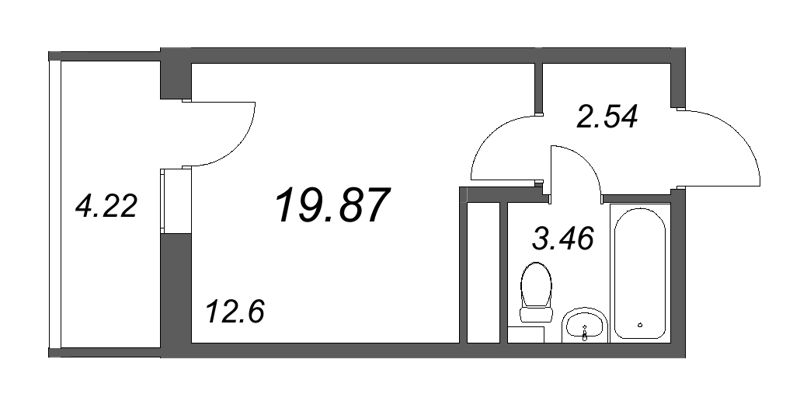 Квартира-студия, 19.87 м² в ЖК "AEROCITY Club" - планировка, фото №1
