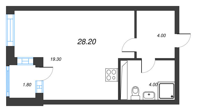 Квартира-студия, 28.2 м² в ЖК "Тайм Сквер" - планировка, фото №1