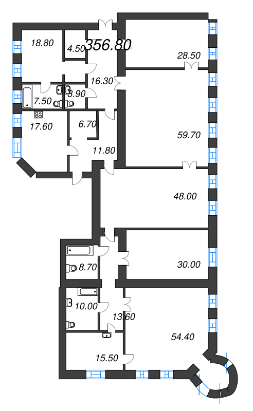 7-комнатная квартира, 357.4 м² в ЖК "Три Грации" - планировка, фото №1