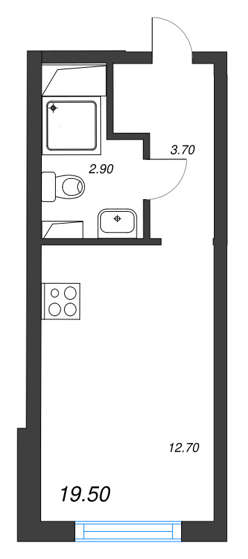 Квартира-студия, 19.5 м² в ЖК "Ручьи" - планировка, фото №1