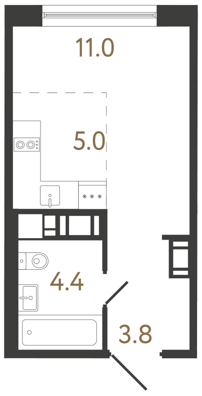Квартира-студия, 24.2 м² - планировка, фото №1