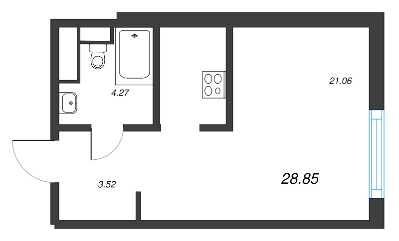 Квартира-студия, 28.85 м² в ЖК "Legenda Васильевского" - планировка, фото №1