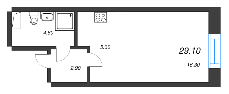 Квартира-студия, 29 м² в ЖК "Neva Haus" - планировка, фото №1