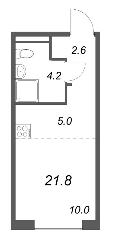 Квартира-студия, 21.8 м² в ЖК "Пулково Lake" - планировка, фото №1
